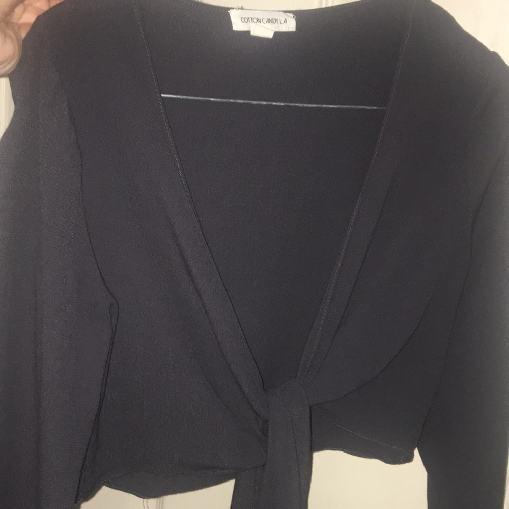 Dark Grey Tie Front Crop Size Small